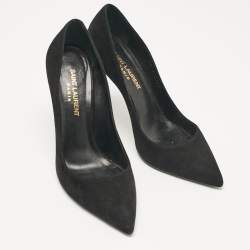 مملوكة مسبقًا Saint Laurent Black Suede Anja Pointed Toe Pumps Size 36