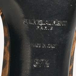 Pre Owned Saint Laurent Brown/Black Leopard Print Canvas Cherish Slingback Pumps Size 37.5