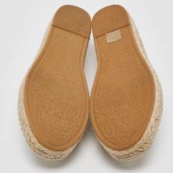 Saint Laurent Gold Leather Cassandra Espadrille Flats Size 35.5