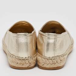 Saint Laurent Gold Leather Cassandra Espadrille Flats Size 35.5
