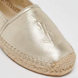 Saint Laurent Gold Leather Cassandra Espadrille Flats Size 35.5