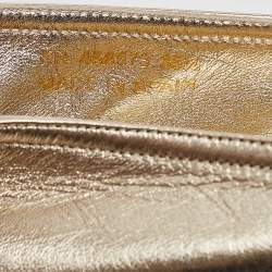 Saint Laurent Gold Leather Cassandra Espadrille Flats Size 35.5