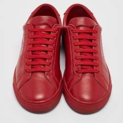 Saint Laurent Red Leather Court Classic Lace Up Sneakers Size 36