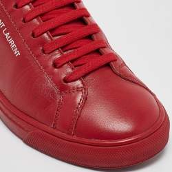 Saint Laurent Red Leather Court Classic Lace Up Sneakers Size 36