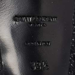 Saint Laurent Black Textured Suede Tribute Platform Sandals Size 38.5
