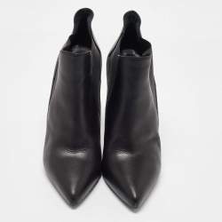 Saint Laurent Black Leather Pointed Toe Ankle Boots Size 37