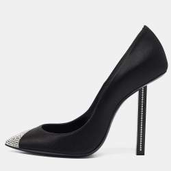 Saint Laurent Black Satin Tower Pumps Size 37
