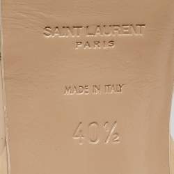 Saint Laurent Cream Patent Leather Tribute Platform Sandals Size 40.5