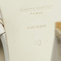 Saint Laurent White Leather Tribute Platform Sandals Size 40