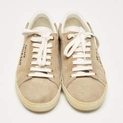 Saint Laurent Beige Leather and Suede Court Classic Sneakers Size 39