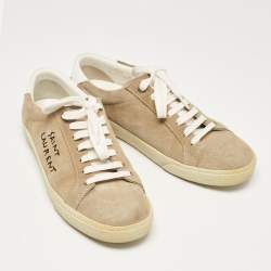 Saint Laurent Beige Leather and Suede Court Classic Sneakers Size 39