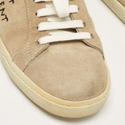 Saint Laurent Beige Leather and Suede Court Classic Sneakers Size 39