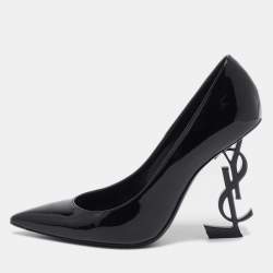 Saint Laurent Black Patent Leather Opyum Pointed Toe Pumps Size 36