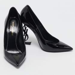 Saint Laurent Black Patent Leather Opyum Pointed Toe Pumps Size 36