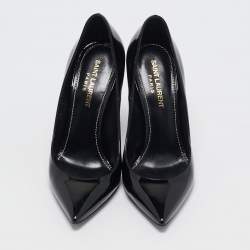 Saint Laurent Black Patent Leather Opyum Pointed Toe Pumps Size 36