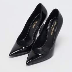 Saint Laurent Black Patent Leather Opyum Pointed Toe Pumps Size 36