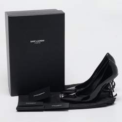 Saint Laurent Black Patent Leather Opyum Pointed Toe Pumps Size 36