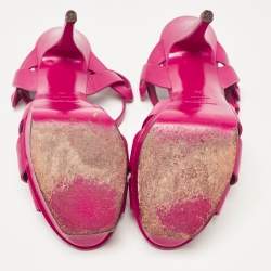 Pre Owned Saint Laurent Pink Leather Tribute Platform Sandals Size 39