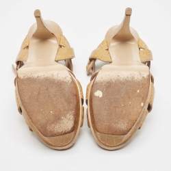 Saint Laurent Yellow Croc Embossed Leather Tribute Platform Sandals Size 39