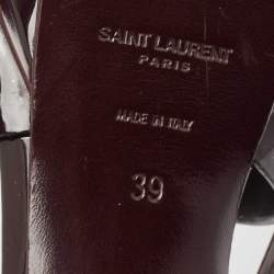 مملوكة مسبقًا Saint Laurent Dark Burgundy Patent Leather Tribute Platform Sandals Size 39