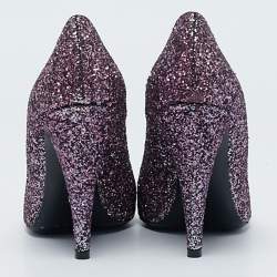 Saint Laurent Purple Glitter Pointed Toe Pumps Size 38.5