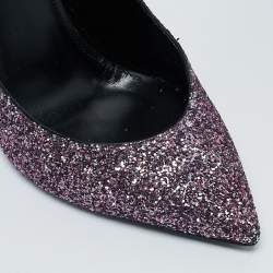 Saint Laurent Purple Glitter Pointed Toe Pumps Size 38.5