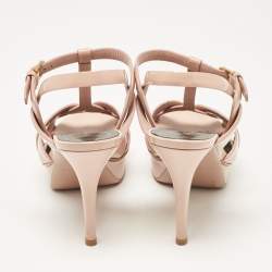 Pre Owned Saint Laurent Light Pink Patent Leather Tribute Platform Sandals Size 38