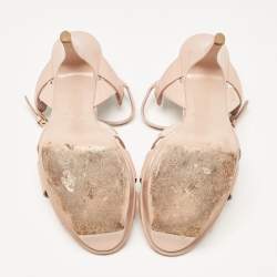 Pre Owned Saint Laurent Light Pink Patent Leather Tribute Platform Sandals Size 38