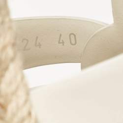 مملوكة مسبقًا صندل إسبادريل سان لوران تريبوت جلد أبيض كعب روكي نعل سميك مقاس 39.5