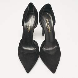 Saint Laurent Black Suede D'orsay Pumps Size 38.5