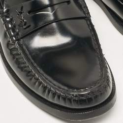 Pre Owned Saint Laurent Black Patent Leather Penny Loafers Size 36