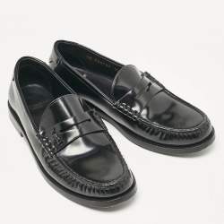 Pre Owned Saint Laurent Black Patent Leather Penny Loafers Size 36