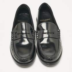 Pre Owned Saint Laurent Black Patent Leather Penny Loafers Size 36