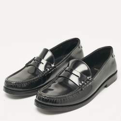Pre Owned Saint Laurent Black Patent Leather Penny Loafers Size 36