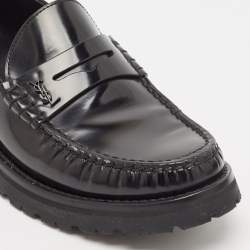 Pre Owned Saint Laurent Black Leather Penny Loafers Size 38.5