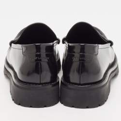 Pre Owned Saint Laurent Black Leather Penny Loafers Size 38.5