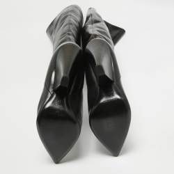 Saint Laurent Black Leather Over The Knee Boots Size 39