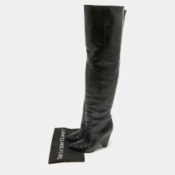 Saint Laurent Black Leather Over The Knee Boots Size 39