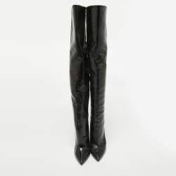 Saint Laurent Black Leather Over The Knee Boots Size 39