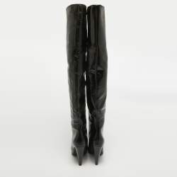 Saint Laurent Black Leather Over The Knee Boots Size 39