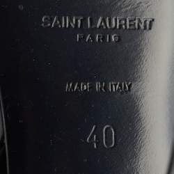 مملوكة مسبقًا Saint Laurent Navy Blue Patent Leather Tribute Platform Sandals Size 40