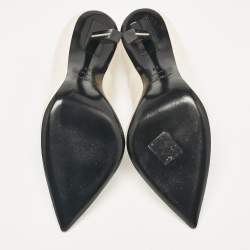 Saint Laurent Grey Satin Crystal Embellished Pointed Toe Pumps Size 39