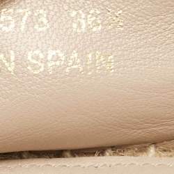 Pre Owned Saint Laurent Beige Leather Cassandre Espadrille Flats Size 36.5