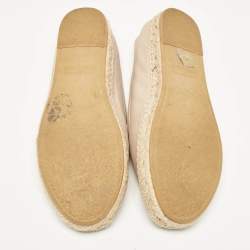 Pre Owned Saint Laurent Beige Leather Cassandre Espadrille Flats Size 36.5