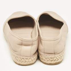 Pre Owned Saint Laurent Beige Leather Cassandre Espadrille Flats Size 36.5