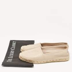 Pre Owned Saint Laurent Beige Leather Cassandre Espadrille Flats Size 36.5