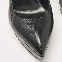 Saint Laurent Black Leather Janis Pointed Toe Platform Pumps Size 37.5