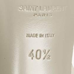 Pre Owned Saint Laurent Light Grey Leather Tribute Platform Sandals Size 40.5