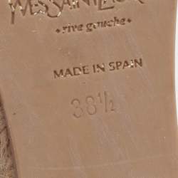 Pre Owned Saint Laurent Green Patent Leather and Suede Tribute Wedge Sandals Size 38.5