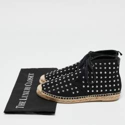 Saint Laurent Black Canvas Stud Embellished High Top Sneakers Size 36